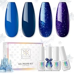 Lámpara Botella Azul RSTYLE Esmaltes Semipermanentes de Uñas en Gel 4 Colores Esmalte de uñas de Gel Shellac Pintauñas Soak Off UV LED Nail Art Manicura DIY 5ML Botella Set Azul joya