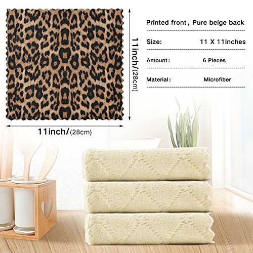 6 Pack Dish Cloths Dish Towels Cheeteh Leopard Print Reusable Kitchen Hand Towels #TOP2