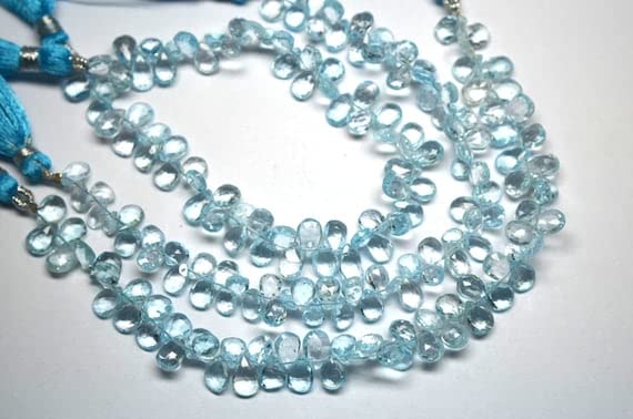 Perles briolette poire bleu ciel de haute qualité pour bijoux fins