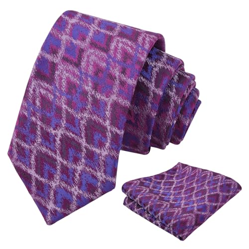 Image of Alizeal Mens 3.15'' Gradient Novelty Pattern Tie Set with Pocket Square Casual Color Tie Set