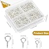 700PCS Small Screw Eye Pins for Jewelry Making, 3 Sizes Mini Eyelet Screws, Charm Bead Supplies Eyelet Pins Hooks for DIY Crafts, Art Projects, Tiaras and Jewelry Making-Silver #1
