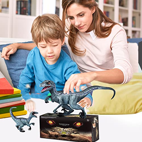 Jr Park 2Pcs Dinosaur Toys, 15.5″ Large Velociraptor Blue Dinosaur Action Figure, Realistic Dinosaurs Toys Gifts For Boys Girls, Birthday Gifts Christmas Decor #TOP5