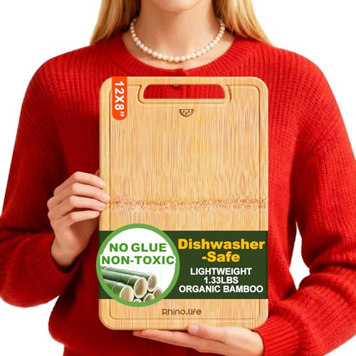 No Glue and Healthy & Organic Wooden Non Toxic Small Bamboo Cutting Board with hands for...