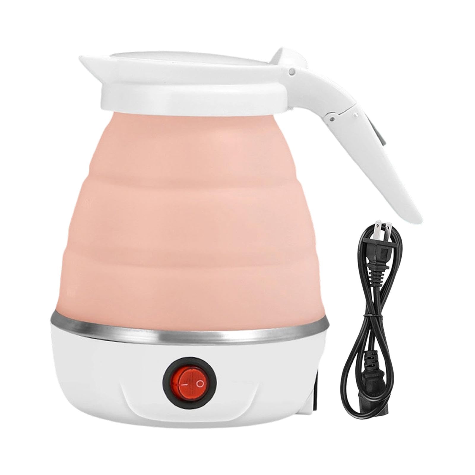 Foldable Electric Kettle Compact Hot Water Boiling for | Foldable Electric Kettle Compact Hot Water Boiling for Travel Hotels Offices Pink Stainless Steel Silicone 600Ml-image-28