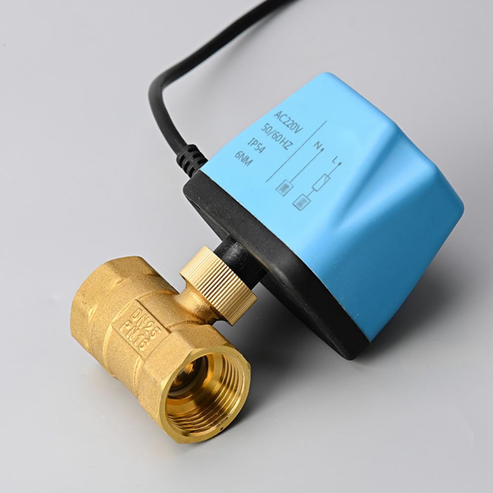 Valvola a sfera motorizzata AC220V, 2 fili, configurazione di ritorno automatico 1/2" DN15 in ottone valvola a sfera elettrica (normalmente aperta)