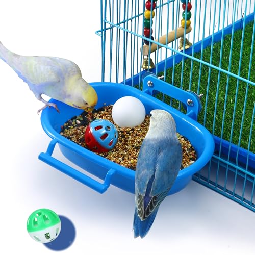 image for AUDFA Bird Bath for Cage with 3 Balls Bird Water Bowl Budgie Bath Tub 