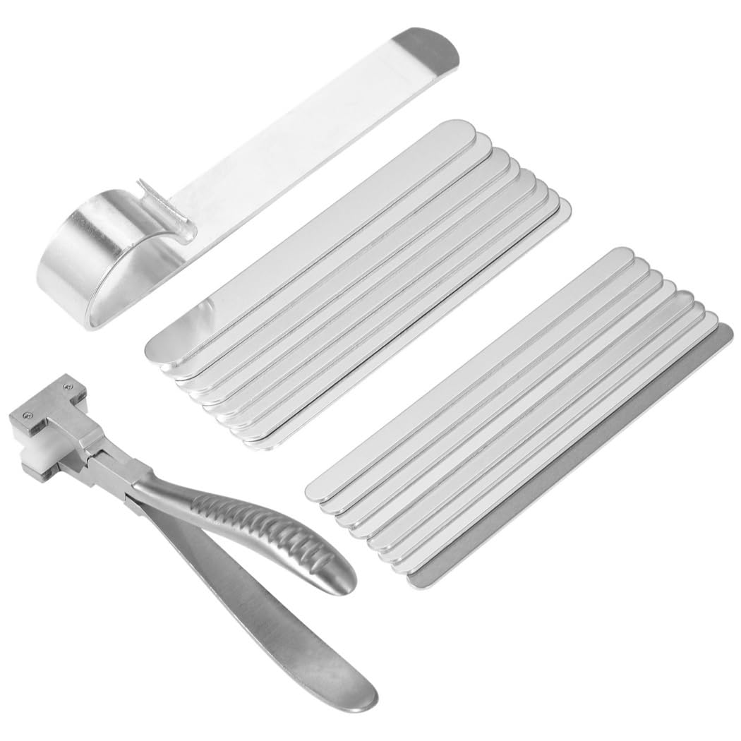 Aluminiowy zestaw do robienia bransoletek z narzędziem do formowania, precyzyjne szczypce i 16 pustych pasków do spersonalizowanej biżuterii DIY