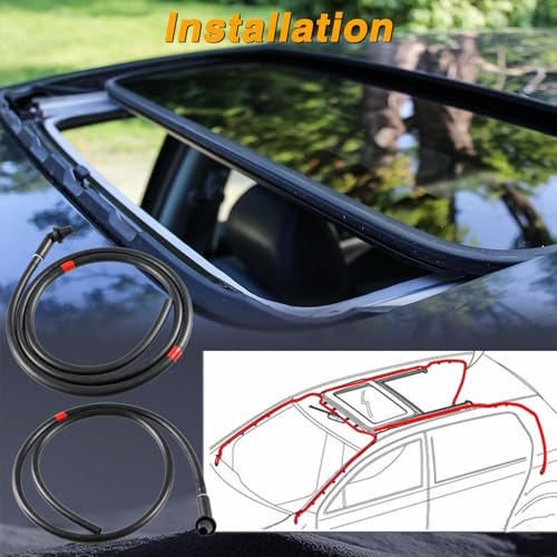 HIMARKLIF 2Pcs Front + 2Pcs Rear Sunroof Drain Tubes, Sun Roof Water Drain Pipes Hoses Compatible with Land Rover LR3 4.0L 4.4L 2005-2009 / LR4 3.0L 5.0L 2010-2015 Replace#:EEH500100 EEH500110