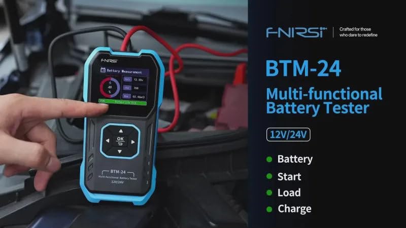 Tester digitale per batteria auto 12V 24V multifunzione BTM24 - Analizzatore CCA fino a 2000A con Test Avviamento e Sistema di Carica – Display Colore 2,4” – Compatibile AGM GEL EFB Piombo Acido