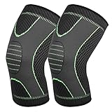 Yasdyri Kniestütze Sport Kniebandage Arthrose für Männer Damen 2 Stück für Meniskusriss, Arthritis, ACL, Sport, Fitness (Grün, L)