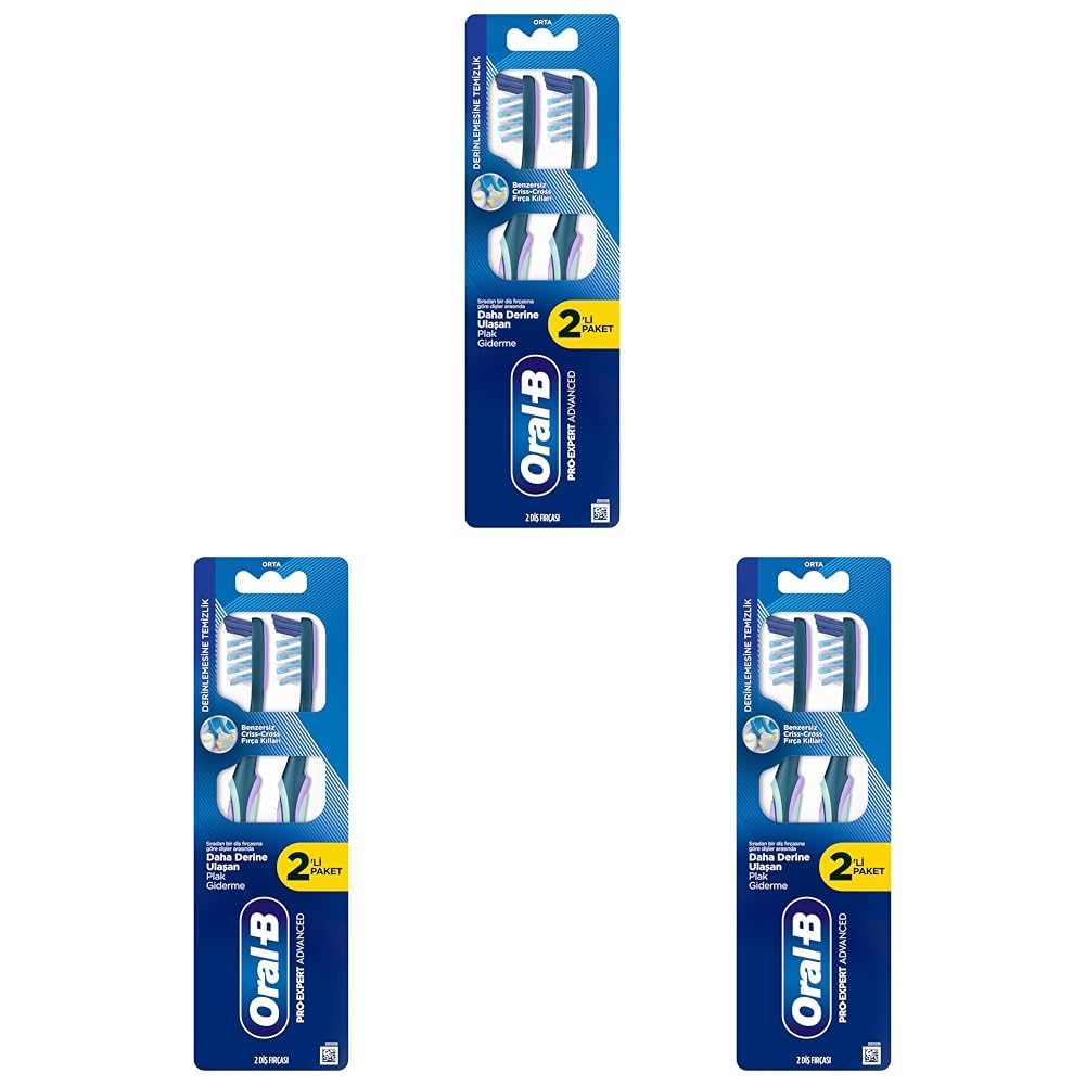 Oral-B Pro-Expert Advanced Derinlemesine Temizlik Diş Fırçası, Orta Sertlik, 2 Adet (3 paketi)