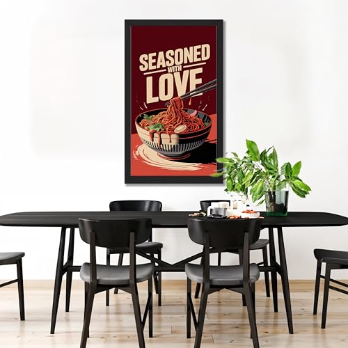 Image of NoWorries Wall art framed painting food posters for cafe decor (Synthetic wood frame) inch300 GSM premium art HD prints inch Wall painting for Home & Kitchen Decor (Pattern illustration)( Set of 1, Framed Painting) (BLACK, ART-10, 10X19INCHES)