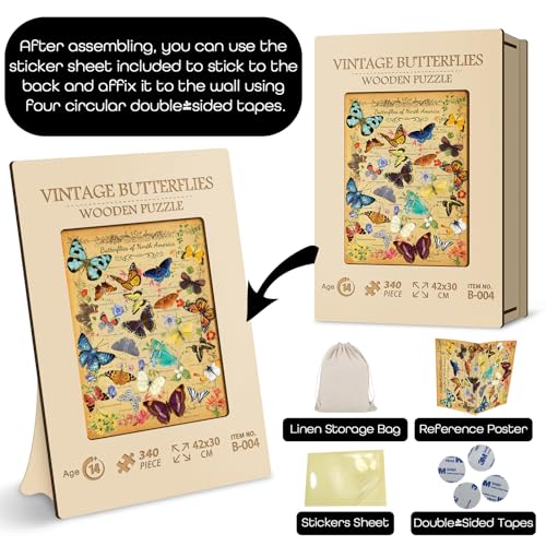Bboldin Vintage Butterfly Wooden Puzzle For Adults 340 Piece thumb #3