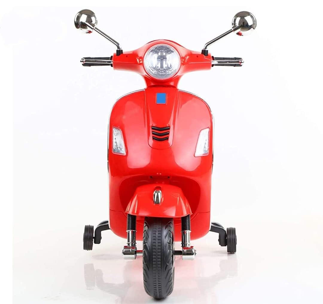 Don't Cry Vespa Scooter New Edition For Kids: Electric Ride-On With Foot Accelerator, Ages 3-7, Pink, Red, Blue (Red)
