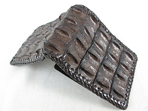 Genuine Crocodile Alligator Backbone Skin Handmade Bifold Wallet (Chocolate Brown)4