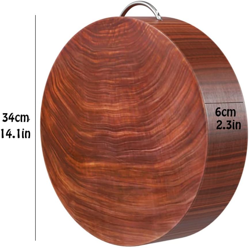 Wood Butcher Choing Board for Kitchen with Handles Round Heavy Duty Cutting Board with Handles for Meat Vegetables,50Cm/19.6In(36Cm/14.1In-39X5Cm)