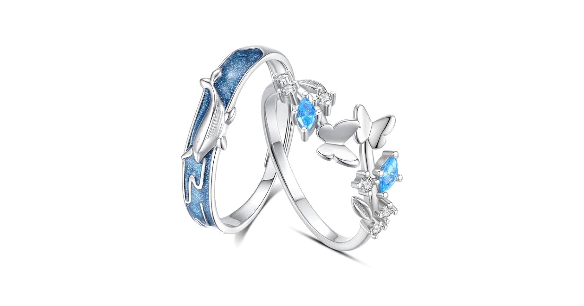 オリジナルのベア　双子★ Amazon | 083BASE | ペアリング シルバー925 鯨＆蝶モチーフ