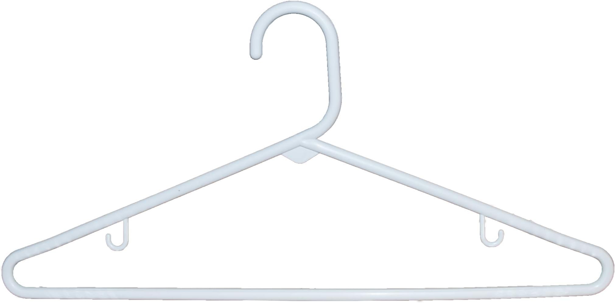 White Plastic Tubular Top Hanger with Fixed Bar, Space Saving Tube Hangers with Hooks for Hanging Straps (Set of 36) by The Great American Hanger Company