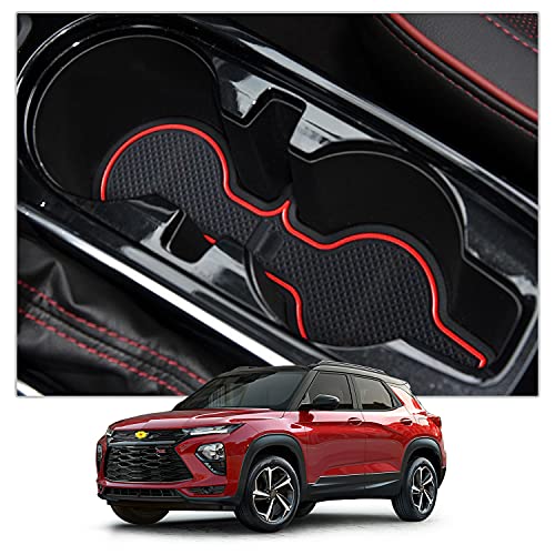 Image of CDEFG Custom Fit Cup, Door and Center Console Liner Accessories for 2021 2022 2023 Trailblazer, Car Slot Mats Cup Holder Inserts Coaster Pad Anti Slip, 19PCS (Red Colored Trim)