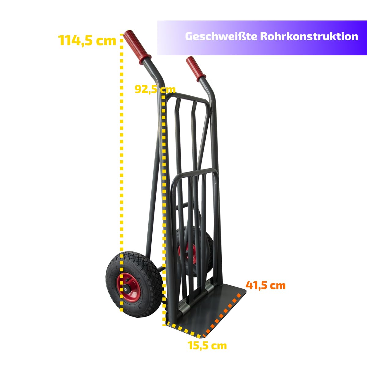 Ravendo Profi Sackkarre klappbar Transportkarre 250kg mit Easy-Tip-Funktion (Easy-Tip für leichtes Kippen und 50% Gewichtsbelastung, hochwertiges Luftrad, zusätzliche Ladefläche) Grau, sehr robust
