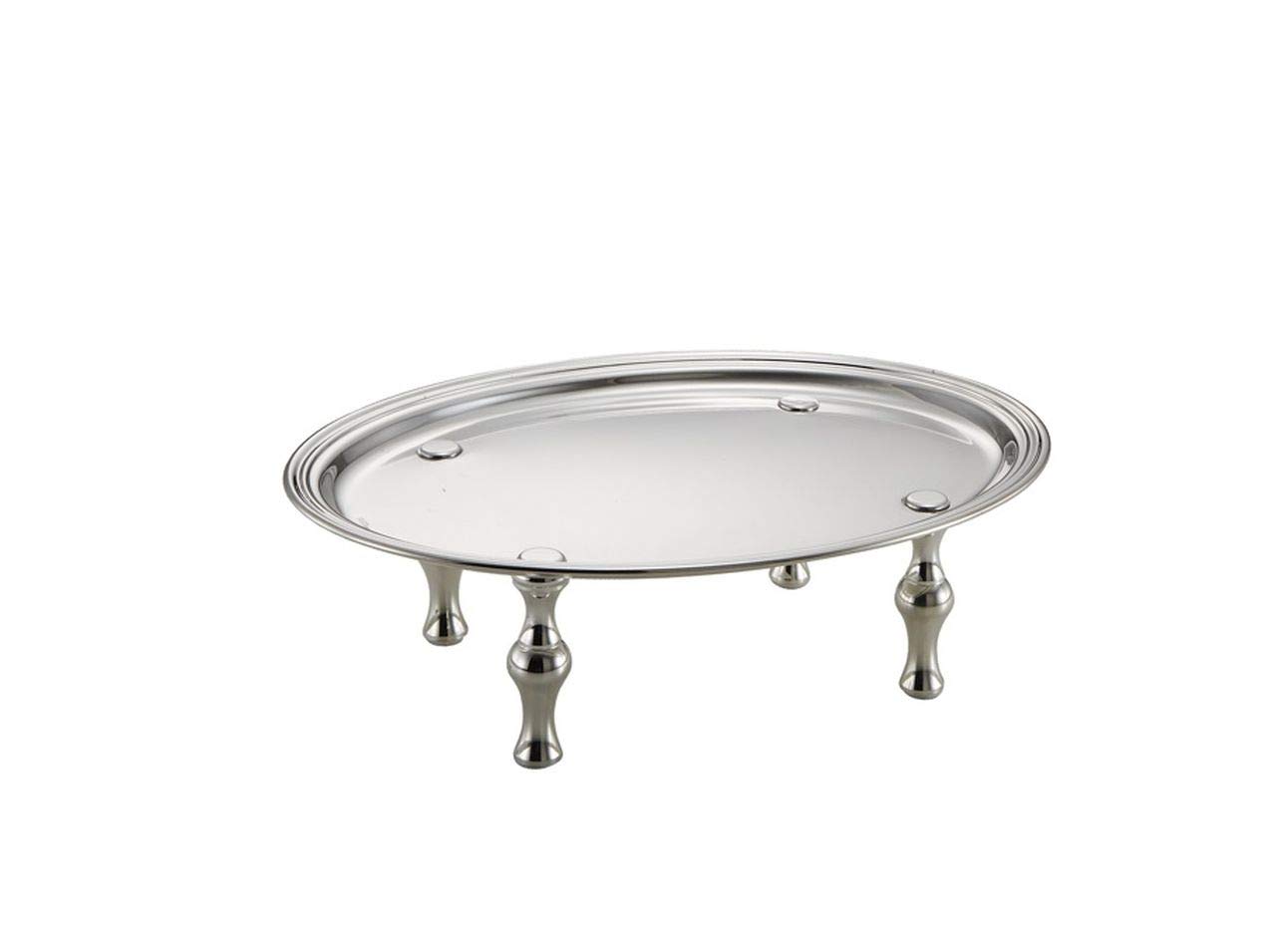 Bandeja Ovalada Plateada con Patas cod.5010760 cm 34x24x10h by Varotto & Co.