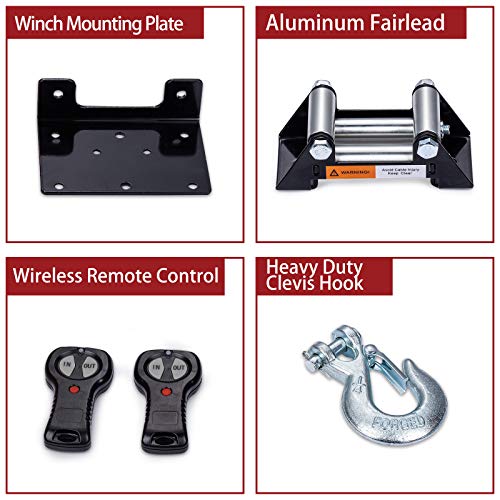 OPENROAD 3000lbs ATV/UTV Winch with 39ft Steel Cable,12V Electric Winch with Wireless Remote Control and Removeable Control Box, Trailer Boat Winch(UP to 3500lbs)