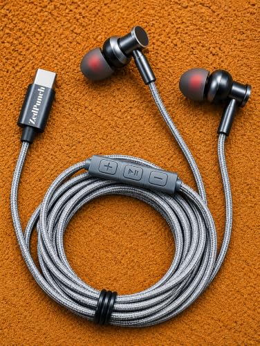 Image of Type C Wired in-Ear Earphones with Mic | 10mm Dynamic Driver | 3 Button Control | Magnetic Gaming Earbuds | HD Calling & Voice Assistant | Metal Build | Compatible with Android USB C Devices