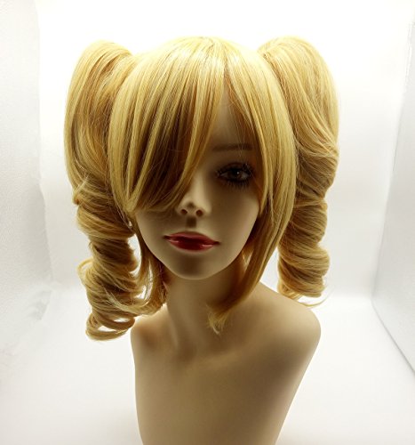 S'beauty Women's Golden Wigs 2 Ponytails Hair Wig 35Cm Blonde Japanese Kanekalon Cosplay Wigs #TOP1