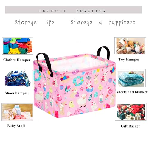 Image of Gift Toy Storage Basket for Girls and Boys, Storage Organizer for Nursery Hamper Home Bedroom Laundry Hamper Shelf Easter Baskets