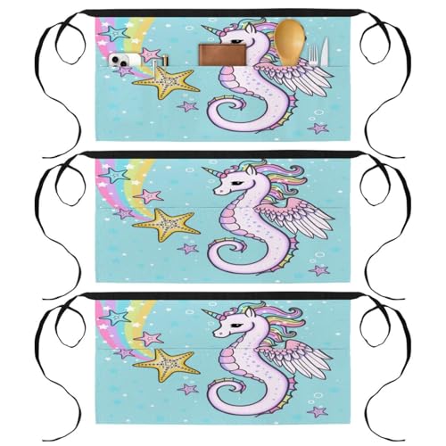 Demi-tablier pour cuisine et pâtisserie créative sur le thème licorne