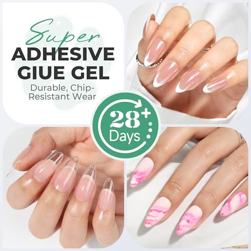 Gel Nail Glue Super Strong: 15ml Nail Glue Gel 6 in 1 for Acrylic Nails Tips and Clear Press on Fake Nails Long Lasting, Salon Art Gift DIY at Home Need U V Light Cured - Thumbnail 2