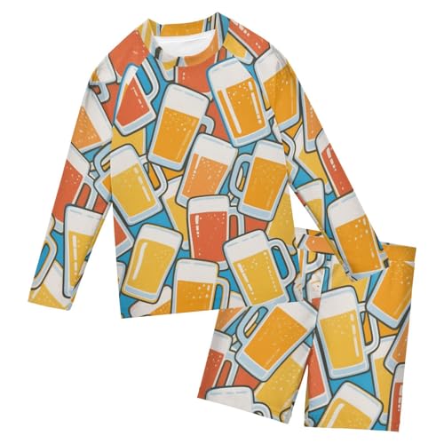 Traje de baño de manga larga con protección UV infantil Lovely Orange Beer para piscina