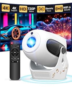 【4K Elektrischen Fokus】 Magcubic Mini Beamer, Projektor unterstützt Android 11, Bluetooth 5.0, WiFi Dualband, tragbarer Projektor mit 180°-Drehung unterstützt automatische horizontale Trapezkorrektur