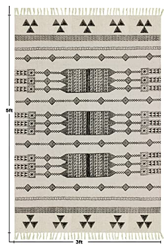 Tapis de couloir dhurrie imprimé main en coton haut de gamme - 4