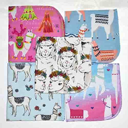 1 Ply 12x12 Inches Set of 5 Flannel Paperless Towels Alpacas and Llamas - Proudly Made in the USA!