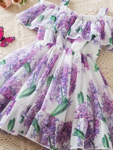 Image of Buy & Try by Dharmikaay Georgette Girl's Floral Printed Frock Dress for Girls Short Frock Baby Princess Western Dresses| Stylish Fancy Kids Clothing for Festival, Fashion