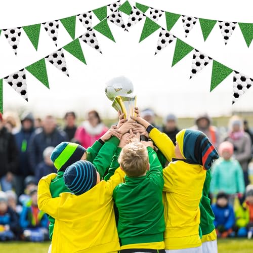 Image of Jetec 5 Pcs 49 ft Soccer Party Decorations Pennant Banner Theme Triangle Flags Garland Bunting Banner for Soccer Fans Outdoor Indoor Home Sport Birthday Party Decorations Supplies