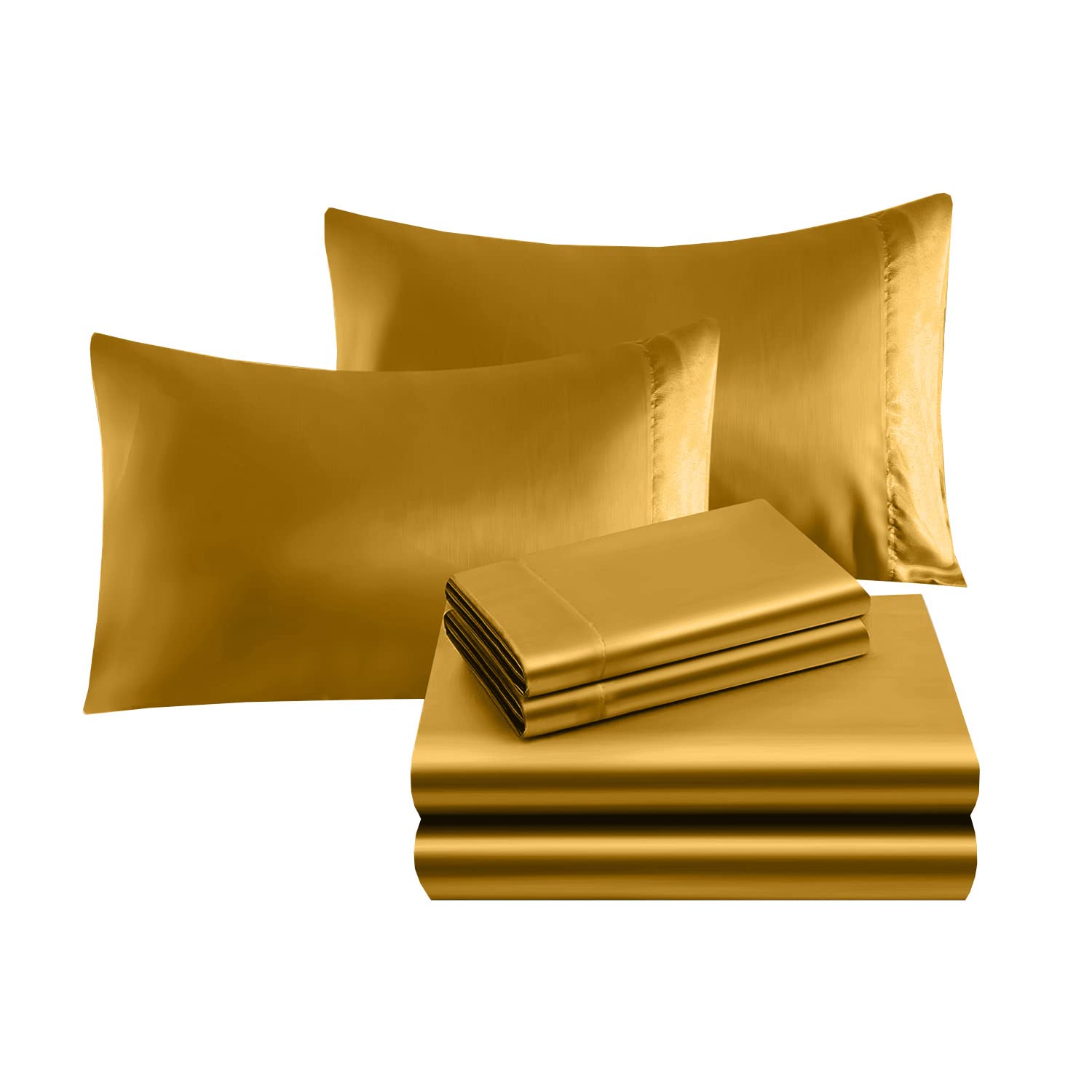 Elegant Comfort Lussuoso set di lenzuola in raso setoso, delicato sulla pelle e sui capelli, rughe, non scolorisce, con angoli profondi, lenzuolo con angoli profondi, set di lenzuola in raso morbido,