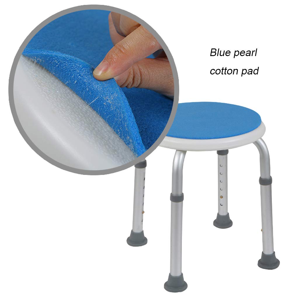 CHEWYNP Taburete de baño Taburete Redondeado para baño/Ducha Asiento de baño portátil Bañera Ducha Silla elevadora con Almohadilla Antideslizante para Las piernas Ayuda para discapacitados