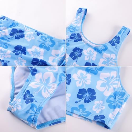 Image of GRACE KARIN Girls Bathing Suit Adjustable Taniki Swimsuit Tie Front 4 Piece Bikini Set with Kimono Cover Up 6-14