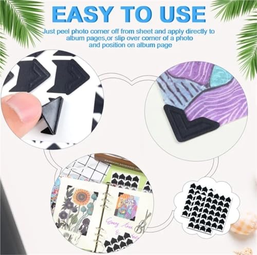 Esquinas autoadhesivas para fotos pack de 240 pegatinas de papel kraft negro para scrapbook 7