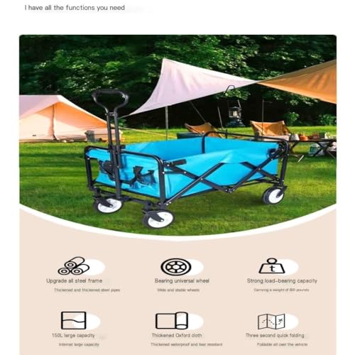 Carro plegable de playa para exteriores, carrito portátil para camping y picnic, color negro miniatura 6