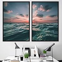 2 Piece Framed Canvas Wall Art Sunset Canvas Prints Home Artwork Decoration for Living Room,Bedroom - 16