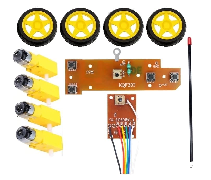 Combo of Dual Shaft Bo Motor with 65mm Rubber Wheels & 4CH RC remote control 27MHz circuit PCB transmitter & receiver (4 Pcs Bo Motor, 4 Pcs 65mm Wheels & 1 Pcs 4CH 27MHz Transmitter)-image-19