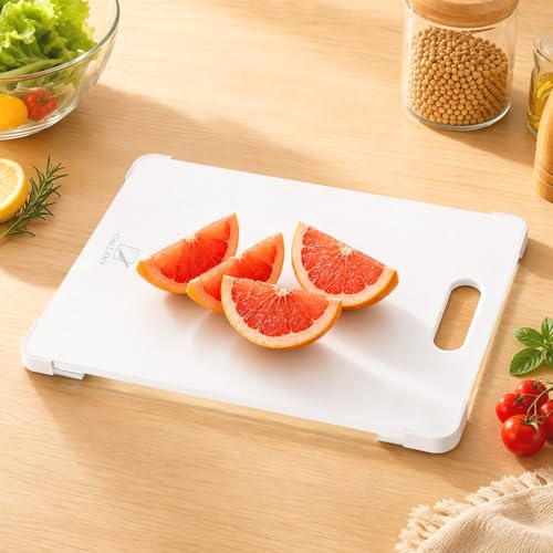 White Glass Cutting Board, 12x8 Tempered Glass Chopping Board with Non-Slip Corner Guards, Shatter-Resistant, Scratch-Resistant, Food-Safe & Non-Toxic Countertop Protector Kitchen Prep Board