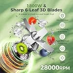 Blenders for Kitchen, Smoothie Blender, Professional Countertop Blender for Smoothies, 1800 Peak Watts, 68 Oz Large Capacity, for Ice Crush, Frozen Drinks, Silver - Image 5