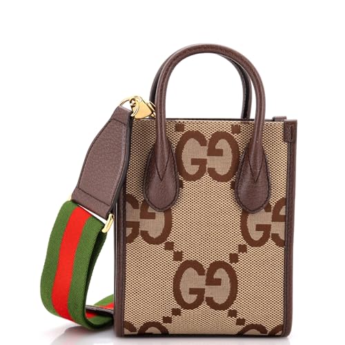 Pre-Loved Vertical Tote Jumbo GG Canvas Mini, Brown