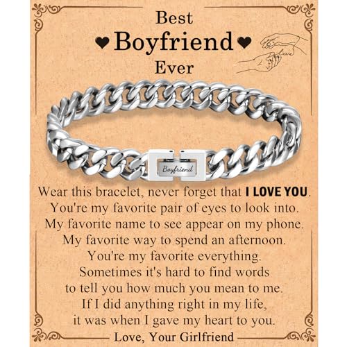 EFVISD Boyfriend Bracelet Gifts for Him - Best Boyfriend Ever Gifts from Girlfriend for Birthday,...