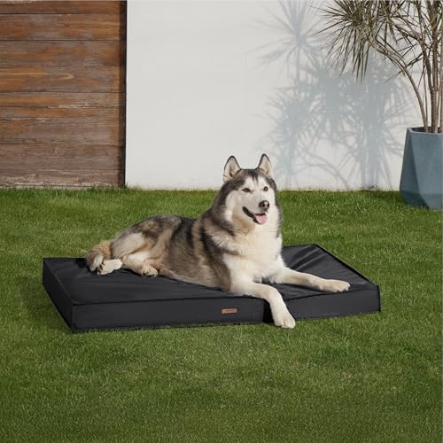 Image of LE SURE Outdoor Waterproof XXL Dog Bed,Orthopedic Pet Mat,48x30In | Crate Pad for Dogs with Oxford Fabric Surface,Removable Washable Cover,Egg Foam Kennel Pads,Non slip Bottom,Black