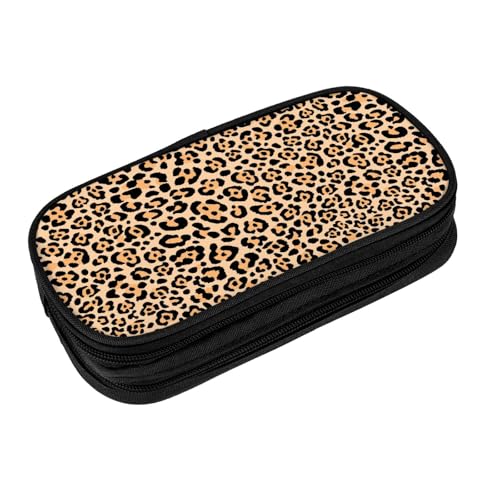 Image of Perinsto Leopard Animal Skin Print Pencil Case Big Capacity Multi Compartment Stationery Box Pencil Pouch Holder Desk Organizer For School Office Home